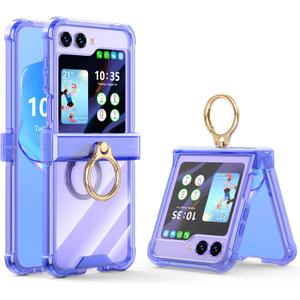DAKORIE Case for Samsung Galaxy Z Flip 6 Case with Ring Shockproof Kickstand Hinge Protection Phone Cover for Samsung Galaxy Z Flip 6 5G(Crystal Purple)
