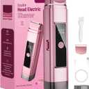 Electric Bikini Trimmer for Women: Razor & Shaver with Dual Heads for Body Pubic Hair, IPX7 Waterproof with LED Display - Rechargeable Lady Trimmer for Underarm Body Leg Face-Coral Pink