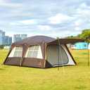 KTT Extra Large Tent 12 Person,Family Cabin Tents,Awning,2 Rooms,4 Doors and 4 Windows with Mesh,Straight Wall,Waterproof,Double Layer,Big Tent for Outdoor,Picnic,Camping,Family Gathering, 10 person
