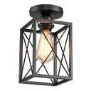 SHIWEIDA Ceiling Light Fixtures Flush Mount Black Hallway Light Fixtures Ceiling Rustic Farmhouse Island Light Fixtures, Farmhouse Black Metal Frame Light Fixture