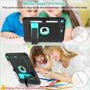 LTROP Case for iPad 9th/ 8th/ 7th Generation (2021/2020/2019) 10.2 Inch with Pencil Holder & Kickstand, Shockproof Protective Cover Case for iPad 9 8 7 Gen, Black/Turquoise