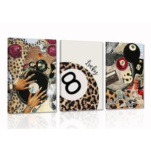 3Pcs Trendy Leopard Wall Art Black Girl Trendy Disco 8 Ball Poster Vinyl Record and Glam Nails Retro Canvas Cheetah Wall Decor Aesthetic Trendy Bedroom Music Room Bar Lounge Decor Canvas 16"x24"