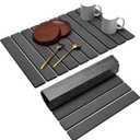 Drying Stone for Kitchen Counter, 24" 16" Large Foldable Stone Dish Drying Mat, Quick Dry Diatomaceous Earth Pad, Drying Mat for Kitchen Dishes Cups Bathroom Any Countertop(Dark Gray)