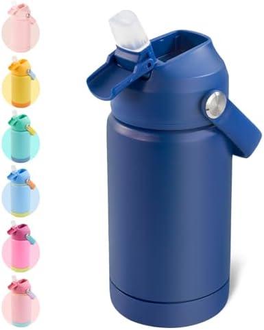 Kerilyn Stainless Steel Insulated Water Bottle For Kids, Toddler Cup With Straws Leak-proof, For School Boys Girls, BPA Free, Blue, 12oz Kerilyn Stainless Steel Insulated Water Bottle For Kids, Toddler Cup With Straws Leak-proof, For School Boys Girls, BPA Free, Blue, 12oz