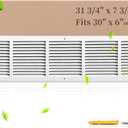 30"W x 6"H Return Air Grille [Duct Opening Size], Steel HVAC Return Air Vent Cover for Wall & Ceiling, White Powder-Coated Rust-Resistant AC Cold Air Return, Outer Dimensions 31.75"W x 7.75"H