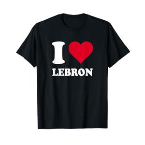 Red Heart I Love Lebron T-Shirt, M, Black