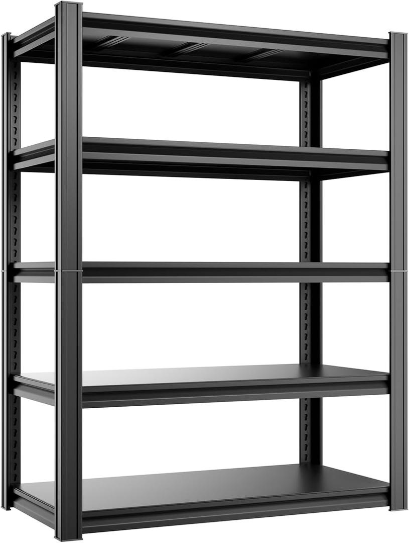 5-Tier Garage Storage Rack 35”W X 15.7”D X 72”H 2500LBS Capacity Industrial Shelving Unit Heavy-Duty Metal Shelf (Black)