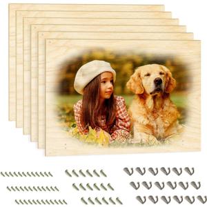 HYHOSHI 6 Pack Sublimation Wood Photo Blanks, 11.8" x 15.7" Unfinished Wood Hanging Board With Hooks for Home Decor, Heat Transfer DIY Design