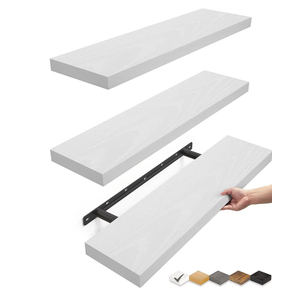 BAYKA White Floating Shelves for Wall, 22.5 inches Wall Mounted Rustic Wood Shelves for Bathroom, Bedroom, Living Room, Floating Shelves for Books/Storage/Decor (Set of 3)