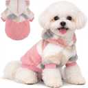 DaFuEn Fleece Dog Sweaters for Small Dogs, Winter Hoodie Puppy Chihuahua Sweater, Dogs Clothes for Teacup Chihuahua Yorkie, Pet Apparel Clothing (Pink, M) (Medium (Chest 16.6in))