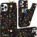 Petitian for iPhone 12/12 Pro Case with Wallet - Women Girls Cute Girly Aesthetic Unique Design Leather Credit Card Holder Cardholder Stand Wristband for iPhone 12/12 Pro, Grow Flower