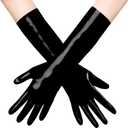 Short Latex Gloves Black Costume Gloves for Cosplay Party (Large)