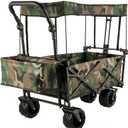 VEVOR Collapsible Wagon with Canopy, 220lbs Foldable Wagon, Beach Wagon Cart with Big Wheels and Canopy with Adjustable Push Pulling Handles (Camouflage)