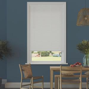 Room Darkening Cordless Mini Blind - 27" W x 64" L - White, Over 1,400 Custom Sizes Starting at 9.97, Durable 1" Vinyl Slats, Smooth Lift Operation, Horizontal Window Shades by Lumino