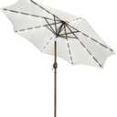 Blissun 9 ft Solar Umbrella, 32 LED Lighted Patio Umbrella, Table Market Umbrella, Outdoor Umbrella for Garden, Deck, Backyard, Pool and Beach (Creamy White)