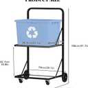 Metal Recycling Cart, 2-Tier Recycle Bin Cart with Wheels(Only Rack) | Portable Rolling Cart for Recycling, Heavy Duty Trash Can Trolley for Kitchen, Office, Courtyard, Garbage Sorting, Warehouse