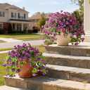 Artificial Fake Flowers Plants UV Resistant, Faux Petunias Silk Flowers for Outdoors No Fade, Fake Outdoor Flowers for Planters Spring, Realistic Home Garden Balcony Yard Decor (Light Purple)