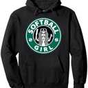 Girls Softball Logo for Teen Players or Mom Great Team Pullover Hoodie, XL