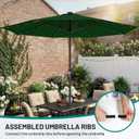 AreShark 11FT Large Patio Umbrella with Solar Lights, Lighted Solar Umbrella with Crank, Outdoor Table Market Umbrellas for Garden, Deck, Backyard, Pool and Beach, Dark Green