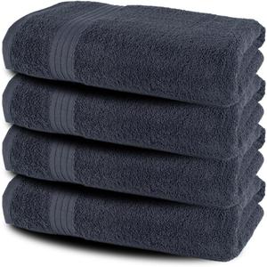 Bath Towels - 27x54 Inch 100% Cotton Towels, Super Soft, Highly Absorbent & Lightweight - Ideal for Everyday Use, Spa & Hotel (Dark Grey - Pack of 4)