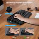 Wireless Keyboard and Mouse Combo, Wave Keys Full-Sized Ergonomic Keyboard with Cushioned Plam Rest, Phone Holder, Comfortable Natural Typing, 2.4G Cordless Set for Computer, Laptop, PC, Mac, Windows