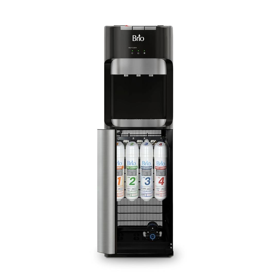 Brio Commercial Grade Bottleless Ultra Safe Reverse Osmosis Drinking Water Filter Water Cooler Dispenser-3 Temperature Settings Hot, Cold & Room Water - UL Approved  Point of Use (Silver)