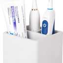Diatomite Toothbrush Holders for Bathrooms, Electric Toothbrush and Toothpaste Holder 3 Slots Tooth Brush Organizer for Bathroom Countertop, Shower, Vanity - Greyish White