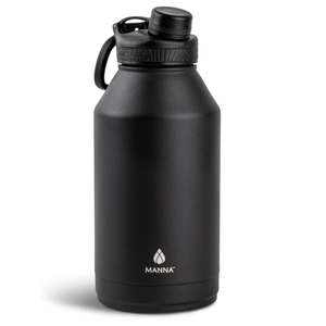 Manna Saratoga Double-wall Insulated Stainless Steel Bottle - 64 Oz - Powder Coated Black