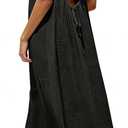 Backless Cami Dresses for Women with Back Tie Cami Lounge Dress Backless Sleeveless House Dress Long Sundress (Black, XL)