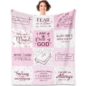 Christian Gifts for Women Blanket 60"x50"- Inspirational Religious Birthday Catholic Spiritual Gifts for Women - Baptism Confirmation Gifts for Girl - Child of God Christian Blankets