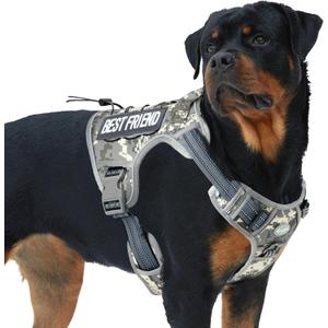 Auroth Tactical Dog Harness for Small Medium Large Dogs No Pull Adjustable Pet Harness Reflective K9 Working Training Easy Control Pet Vest Military Service Dog Harnesses XL Grey Camo (XL(Neck:20-31",Chest:26-42"),75-135 lbs)