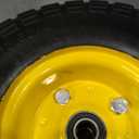 10-Inch Solid Tire Wheels - Replacement 4.10/3.50-4" Flat Free Tires and Wheels with 5/8" Axle Bore Hole Bearings, 2.17" Offset Hub -Perfect for Hand Truck, Wheelbarrow, Gorilla Carts (Yellow)