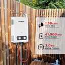 Tankless Water Heater, Camplux 1.58GPM Outdoor Propane Gas Water Heater with Portable Handle, White, 6L
