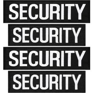 4 Pcs Pcs Patch with Embroidered Letters Uniform Security Badge Durable Security Hook and Loop Patch for Jacket Vest Bag Hat, 2 Sizes