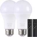 A19 LED Light Bulbs with Remote Control, 800LM 9W, 60W Equivalent LED Bulbs,Stepless Dimmable 3000K-6000K,E26 Base,CRI 80+,2.4GHz,25000+ Hours Lifespan,Light Bulb for Home Decor,2Bulb&2Remote