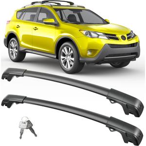 FengYu 300lb Lockable Roof Rack Cross Bars Compatible with Toyota Rav4 2013 2014 2015 2016 2017 2018, Heavy Duty Aluminum Roof Rails Crossbars Cargo Bars Canoe Rooftop Black Carrier Luggage