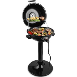 Electric Grill Outdoor, CUSIMAX Electric BBQ Grill, 1600W Portable BBQ with Lid for Cookouts, BBQ Gatherings, Small Spaces, Adjustable Heat, Removable Stand Grill, Oil Collector