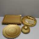 Fivenl 8 Pcs Cake Stand Gold Metal Dessert Table Display Set, 3-Tier Cupcake Stand, Cake Display Tower and Cookie Tray Rack Serving Tray for Birthday Party, Weddings, Baby Shower (Gold)