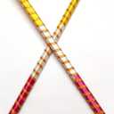 Dandiya Dance Sticks, Multicolor Striped Pattern with Ghungharu at end with Gold Accents, Traditional Folk Dance Accessories for Dandiya, Garwa Dance (1 Pair) (Pink White Yellow)