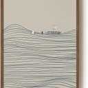 Framed Jesus Wall Art, Minimalist Christian Canvas Print of Jesus and Peter Walking on Water, Neutral Beige Biblical Painting for Living Room, Bedroom, Prayer Room, or Office Decor, 12x16 Inch