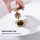 Champagne Gold Bathroom Sink Drain Without Overflow - Pop Up Drain Assembly Kit, Brass/Stainless Steel with Detachable Strainer Basket