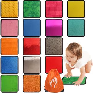 Sensory Mats for Autistic Children, 16 PCS Sensory Tiles for Toddlers, Sensory Wall Panel for Kids, Sensory Toys for Autism Classroom, Special Education Sped Classroom Must Haves(Square)