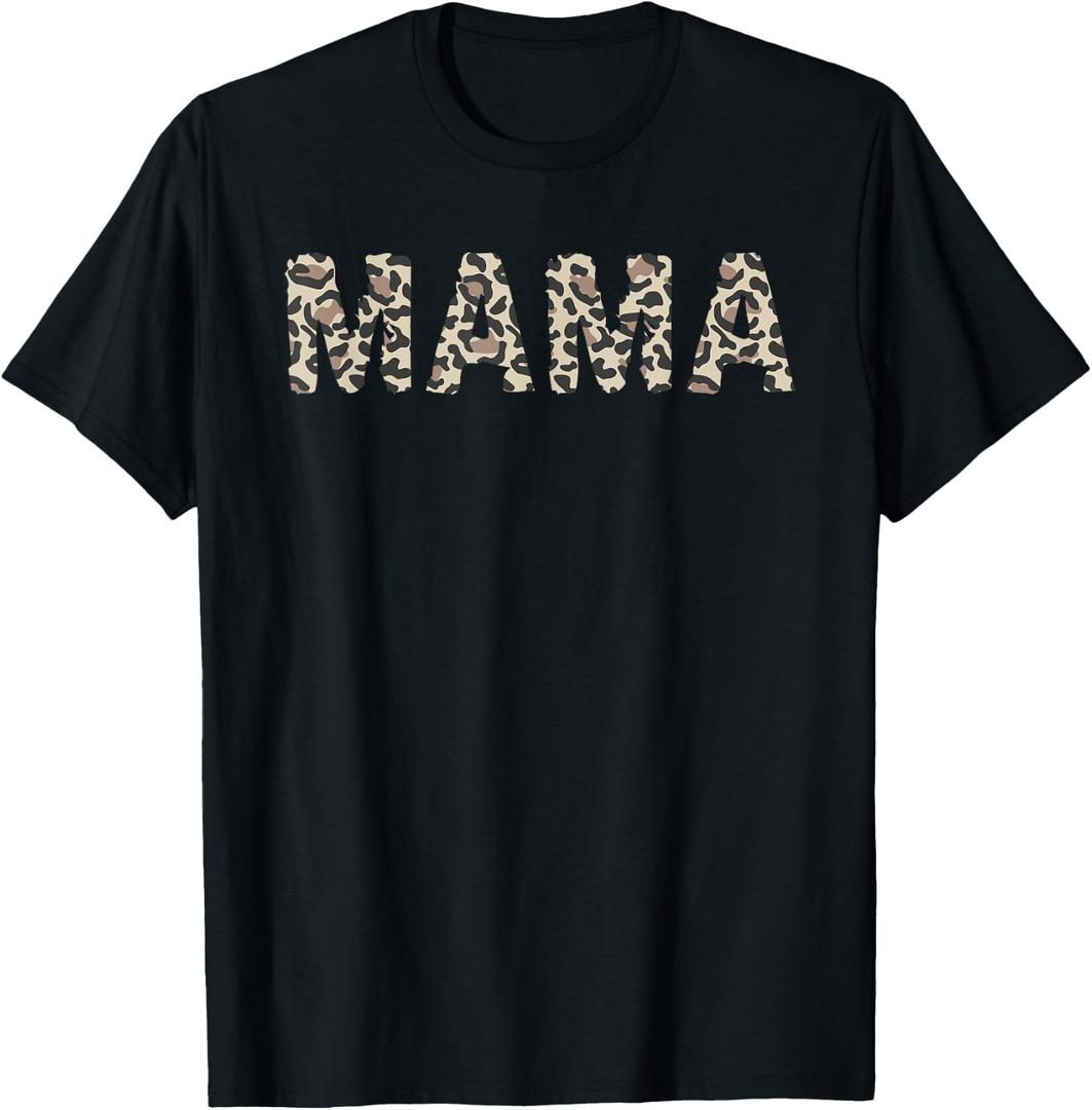 Mama Leopard Cheetah Print T-Shirt, S 