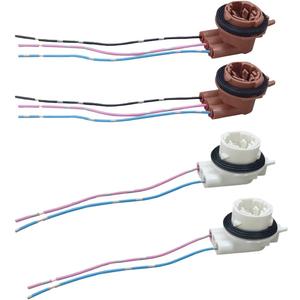 4PCS 3156 3157 Pre-Wired Harness Pigtail Sockets, Car LED Bulb Light Socket, Brake Tail Turn Signal Light Harness Plugs Connectors, Daytime Running Lights Wire Harness Pigtail