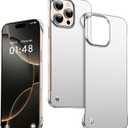 Ultra Thin Frosted Designed for iPhone 17 Pro Max Frameless Case 6.9 inch Slim Minimalist Lightweight Matte Hard Cover Protective Borderless Case- Silvery