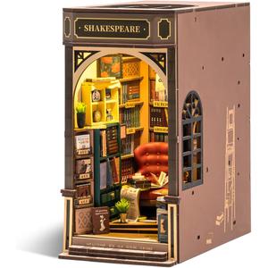 Rowood Book Nook,DIY Book Nook Kits for Adults,3D Wooden Puzzle Bookend Miniature Kit,Bookshelf Insert Decor Alley,Wood Craft Hobbies for Women/Men,Birthday Bookstore