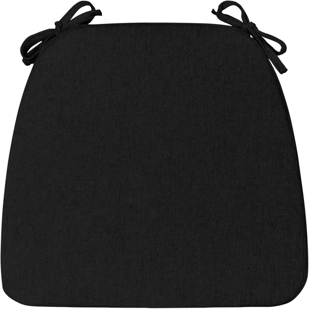 Dining Room Chair Seat Pads for Chairs D-Shaped,40D Foam,Work Bar Farmhouse Office Kitchen Cushions for Wooden Chair,Indoor Apartment Replace Home Decor Must Haves Accessories Black 17"x16"x2"