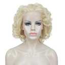 Aimole Short Curly Lace Front Wigs Blonde Women Wig Synthetic Hair Cosplay Costume Halloween Party Daily Everyday Wear Wig Heat Resistant (613 Blonde)
