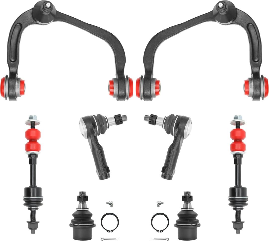 8pcs 2WD Front End Suspension Kit for Ford F-150 2005-2008, Lincoln Mark LT 2006 2007 2008, 2 Upper Control Arms 2 Lower Ball Joints 2 Outer Tie Rods 2 Sway Bars Replacement K80306 K80308