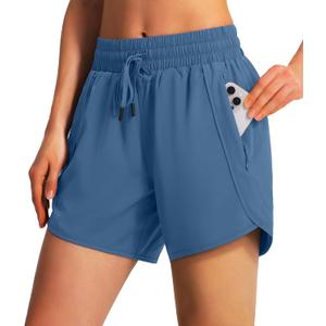Ksmien Women's 5"/ 7" Athletic Running Shorts Quick Dry Lightweight Workout Gym Shorts with Zipper Pockets UPF 50+, XS